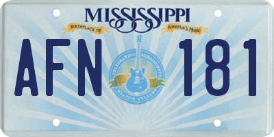 MS license plate AFN181