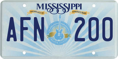 MS license plate AFN200
