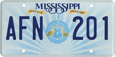 MS license plate AFN201