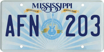 MS license plate AFN203