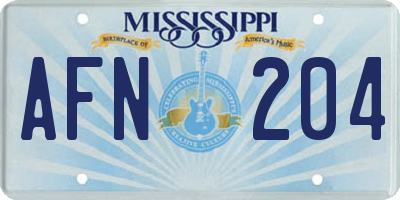 MS license plate AFN204
