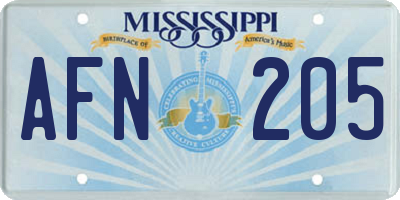 MS license plate AFN205