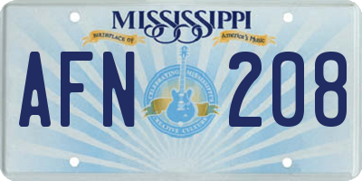 MS license plate AFN208