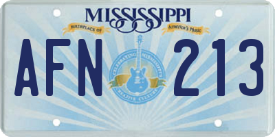 MS license plate AFN213