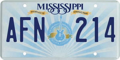 MS license plate AFN214