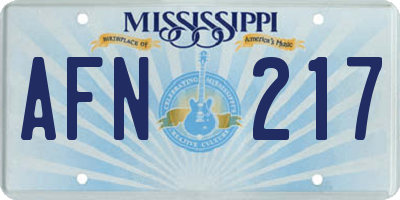MS license plate AFN217