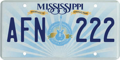 MS license plate AFN222