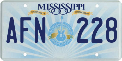 MS license plate AFN228