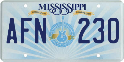 MS license plate AFN230