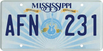 MS license plate AFN231