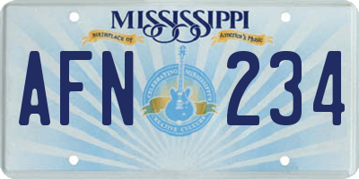 MS license plate AFN234