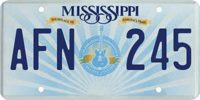 MS license plate AFN245