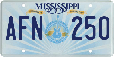 MS license plate AFN250