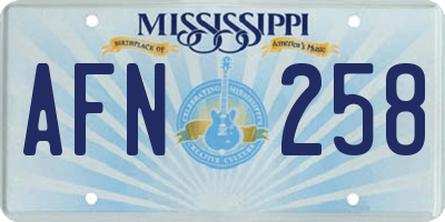 MS license plate AFN258