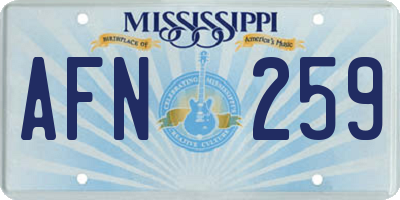 MS license plate AFN259