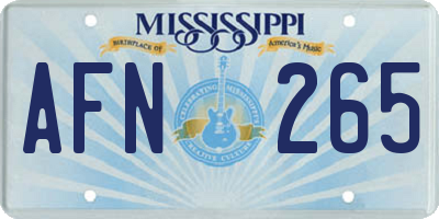 MS license plate AFN265