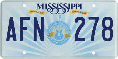 MS license plate AFN278