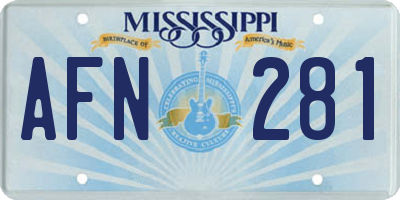 MS license plate AFN281