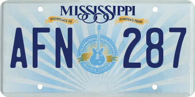MS license plate AFN287