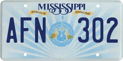 MS license plate AFN302