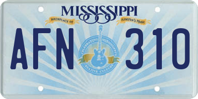 MS license plate AFN310