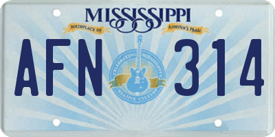 MS license plate AFN314