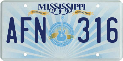 MS license plate AFN316