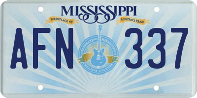 MS license plate AFN337