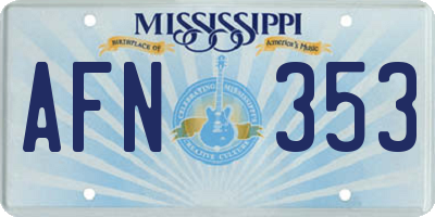 MS license plate AFN353