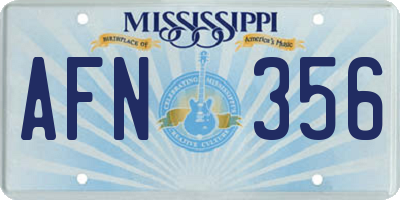 MS license plate AFN356