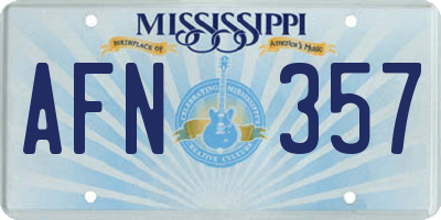 MS license plate AFN357