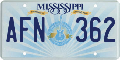 MS license plate AFN362