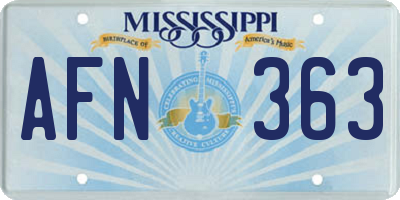 MS license plate AFN363