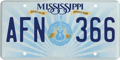 MS license plate AFN366
