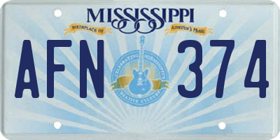 MS license plate AFN374