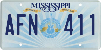 MS license plate AFN411