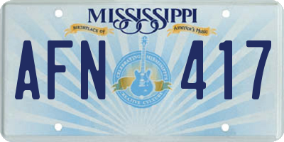 MS license plate AFN417