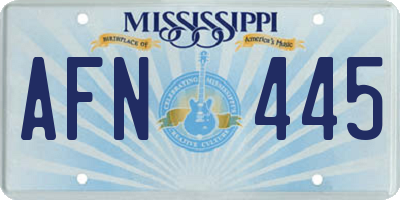 MS license plate AFN445