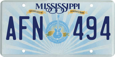 MS license plate AFN494