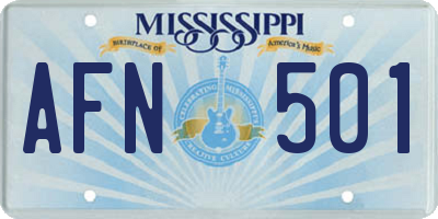 MS license plate AFN501