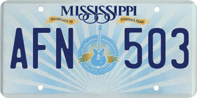 MS license plate AFN503