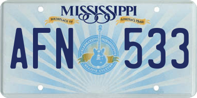 MS license plate AFN533