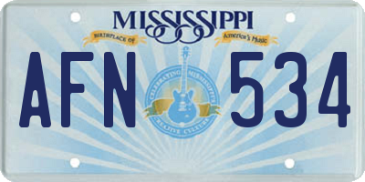 MS license plate AFN534