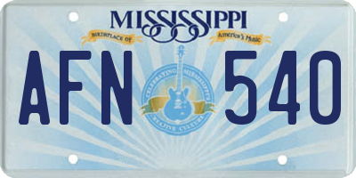 MS license plate AFN540