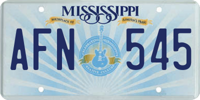 MS license plate AFN545