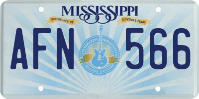 MS license plate AFN566