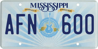 MS license plate AFN600