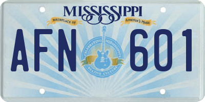 MS license plate AFN601