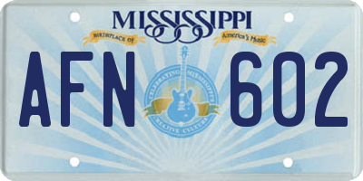 MS license plate AFN602