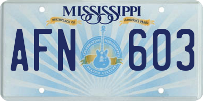 MS license plate AFN603